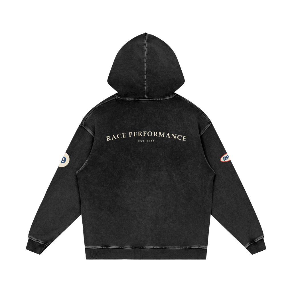 RPM Vintage Washed Hoodie in faded black – back