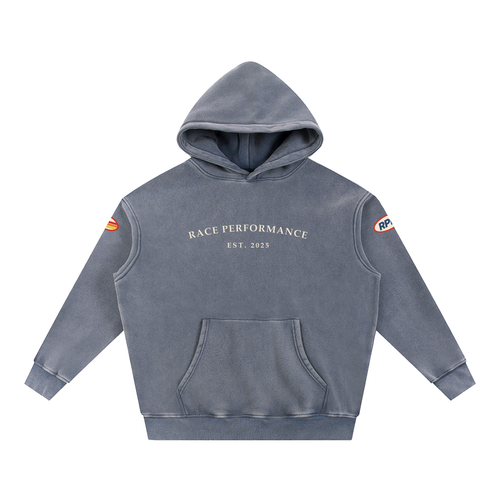 RPM Paddock Fleece Hoodie in heritage blue – front