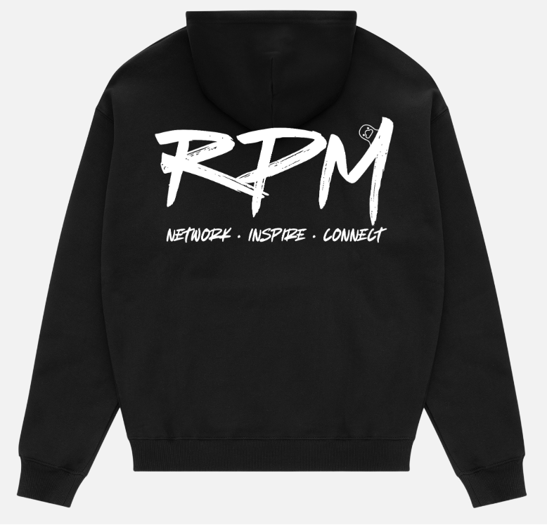 RPM Signature Hoodie white print – front