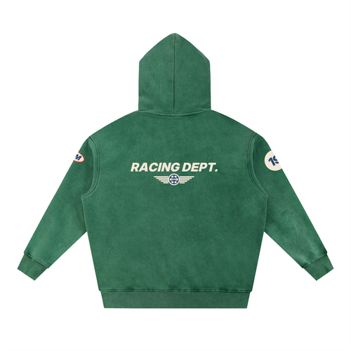 RPM Paddock Fleece Hoodie in racing green – back